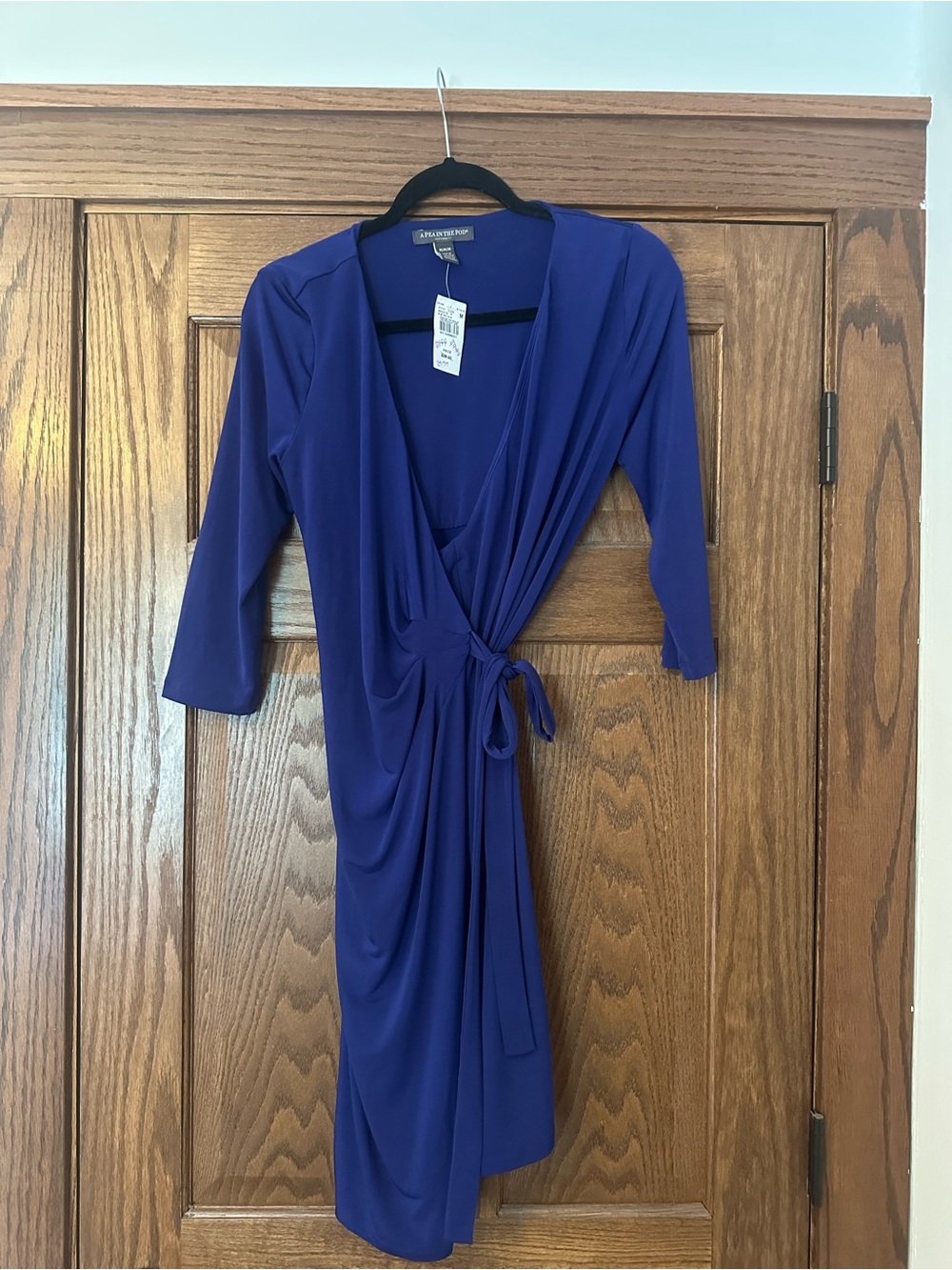 A Pea in the Pod Deep Purple Wrap Dress with Tie Waist